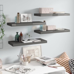 Floating wall shelves 4 pcs glossy gray MDF 60x23.5x3.8 cm by vidaXL, Shelves and shelves - Ref: Foro24-323792, Price: 41,99 ...