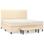 Cama box spring con colchón tela color crema 200x200 cm de , Camas y somieres - Ref: Foro24-3136626, Precio: 735,32 €, Descue...