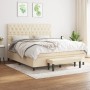 Cama box spring con colchón tela color crema 160x200 cm de , Camas y somieres - Ref: Foro24-3136850, Precio: 648,54 €, Descue...