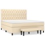 Cama box spring con colchón tela color crema 160x200 cm de , Camas y somieres - Ref: Foro24-3136850, Precio: 648,54 €, Descue...