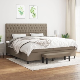 Box spring bed with gray taupe fabric mattress 200x200 cm by , Beds and slatted bases - Ref: Foro24-3136865, Price: 807,84 €,...