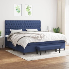 Box spring bed with blue fabric mattress 200x200 cm by , Beds and slatted bases - Ref: Foro24-3136867, Price: 781,26 €, Disco...