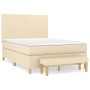 Boxspringbett mit cremefarbenem Stoffbezug und Matratze, 140x200 cm. von , Betten und Lattenroste - Ref: Foro24-3137002, Prei...