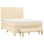 Boxspringbett mit cremefarbenem Stoffbezug und Matratze, 140x200 cm. von , Betten und Lattenroste - Ref: Foro24-3137002, Prei...