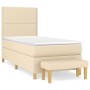 Cama box spring con colchón tela color crema 90x190 cm de , Camas y somieres - Ref: Foro24-3137042, Precio: 401,99 €, Descuen...