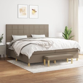 Box spring bed with gray taupe fabric mattress 200x200 cm by , Beds and slatted bases - Ref: Foro24-3137185, Price: 728,20 €,...