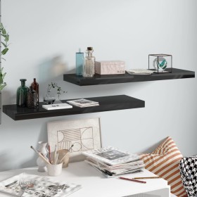 Floating wall shelf 2 pcs Glossy black MDF 80x23.5x3.8 cm by vidaXL, Shelves and shelves - Ref: Foro24-323773, Price: 37,09 €...