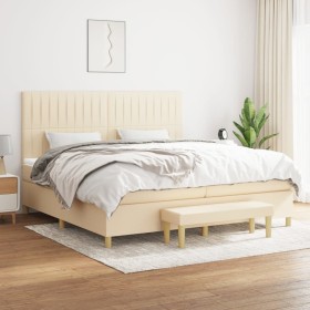 Box spring bed with cream-colored fabric mattress 200x200 cm by , Beds and slatted bases - Ref: Foro24-3137346, Price: 724,75...