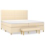 Box spring bed with cream-colored fabric mattress 200x200 cm by , Beds and slatted bases - Ref: Foro24-3137346, Price: 715,85...