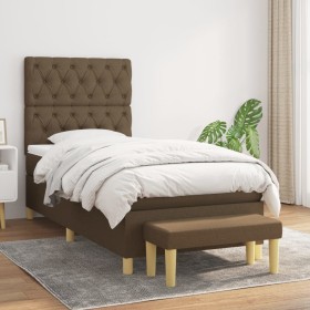 Box spring bed with dark brown fabric mattress 80x200 cm by , Beds and slatted bases - Ref: Foro24-3137352, Price: 360,01 €, ...