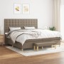 Boxspringbett mit grauem Taupe-Stoffbezug und Matratze 200x200 cm. von , Betten und Lattenroste - Ref: Foro24-3137505, Preis:...