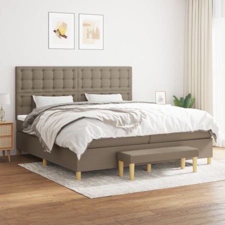 Cama box spring con colchón tela gris taupe 200x200 cm de , Camas y somieres - Ref: Foro24-3137505, Precio: 758,34 €, Descuen...