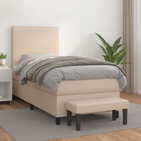 Box spring bed with a synthetic leather mattress in cappuccino color, 100x200cm. by , Beds and slatted bases - Ref: Foro24-31...