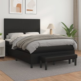 Box spring bed with black synthetic leather mattress 140x190 cm by , Beds and slatted bases - Ref: Foro24-3137539, Price: 550...