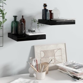 Floating wall shelf 2 pcs Glossy black MDF 23x23.5x3.8cm by vidaXL, Shelves and shelves - Ref: Foro24-323761, Price: 22,64 €,...