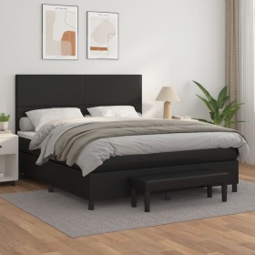 Cama box spring con colchón cuero sintético negro 160x200 cm de , Camas y somieres - Ref: Foro24-3137551, Precio: 589,17 €, D...