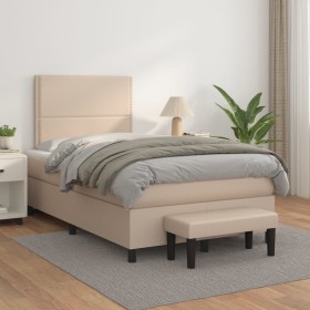 Cama box spring con colchón cuero sintético capuchino 120x200cm de , Camas y somieres - Ref: Foro24-3137598, Precio: 494,24 €...