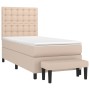 Box spring bed with a synthetic leather cappuccino mattress 80x200 cm by , Beds and slatted bases - Ref: Foro24-3137634, Pric...