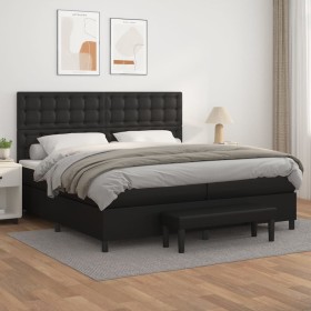 Cama box spring con colchón cuero sintético negro 200x200 cm de , Camas y somieres - Ref: Foro24-3137683, Precio: 734,36 €, D...