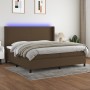 Boxspring-Bett mit LED-Lichtern, dunkelbraunem Stoff, 200x200 cm. von , Betten und Lattenroste - Ref: Foro24-3138184, Preis: ...