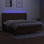 Boxspring-Bett mit LED-Lichtern, dunkelbraunem Stoff, 200x200 cm. von , Betten und Lattenroste - Ref: Foro24-3138184, Preis: ...