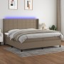 Cama box spring colchón y luces LED tela gris taupe 200x200 cm de , Camas y somieres - Ref: Foro24-3138345, Precio: 742,58 €,...