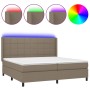 Cama box spring colchón y luces LED tela gris taupe 200x200 cm de , Camas y somieres - Ref: Foro24-3138345, Precio: 716,99 €,...