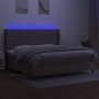 Box spring bed with mattress and LED lights, gray taupe fabric, 200x200 cm. by , Beds and slatted bases - Ref: Foro24-3138345...