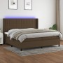 Boxspring-Bett mit LED-Lichtern, dunkelbraunem Stoff, 200x200 cm. von , Betten und Lattenroste - Ref: Foro24-3138504, Preis: ...