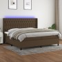 Cama box spring colchón luces LED tela marrón oscuro 200x200 cm de , Camas y somieres - Ref: Foro24-3138584, Precio: 732,24 €...