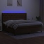 Cama box spring colchón luces LED tela marrón oscuro 200x200 cm de , Camas y somieres - Ref: Foro24-3138584, Precio: 732,24 €...