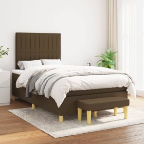 Cama box spring con colchón tela marrón oscuro 120x200 cm de , Camas y somieres - Ref: Foro24-3137304, Precio: 456,99 €, Desc...