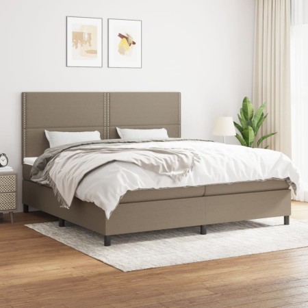 Cama box spring con colchón tela gris taupe 200x200 cm de , Camas y somieres - Ref: Foro24-3141725, Precio: 703,87 €, Descuen...