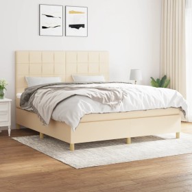 Box spring bed with cream-colored fabric mattress 180x200 cm by , Beds and slatted bases - Ref: Foro24-3142358, Price: 649,01...