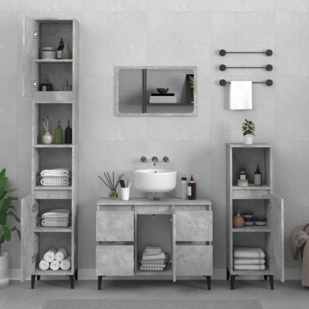 Set muebles de baño 3 piezas madera contrachapada gris hormigón de , Muebles de baño - Ref: Foro24-3185609, Precio: 228,67 €,...