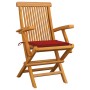 Garden chairs 2 units solid teak wood with red cushions by , Garden chairs - Ref: Foro24-3062493, Price: 161,64 €, Discount: %