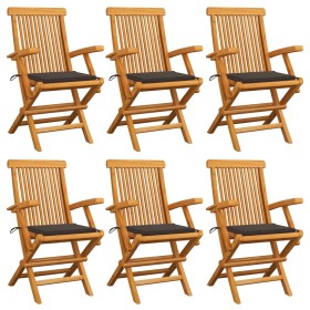 Garden chairs 6 pcs teak wood with taupe gray cushions by , Garden chairs - Ref: Foro24-3062549, Price: 411,99 €, Discount: %