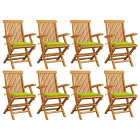 Garden chairs 8 pcs teak wood with bright green cushions by , Garden chairs - Ref: Foro24-3072900, Price: 614,03 €, Discount: %