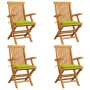 Garden chairs 4 pcs teak wood with bright green cushions by , Garden chairs - Ref: Foro24-3065628, Price: 355,51 €, Discount: %