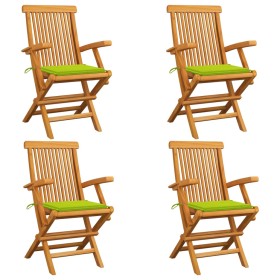 Garden chairs 4 pcs teak wood with bright green cushions by , Garden chairs - Ref: Foro24-3065628, Price: 355,51 €, Discount: %