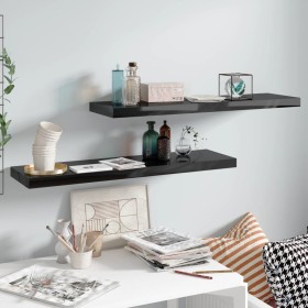 Floating wall shelves 2 units glossy black MDF 90x23.5x3.8 cm by vidaXL, Shelves and shelves - Ref: Foro24-323776, Price: 38,...