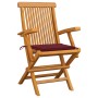 Garden chairs 3 units teak wood with burgundy cushions by , Garden chairs - Ref: Foro24-3062523, Price: 210,99 €, Discount: %