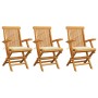 Garden chairs 3 units teak wood with cream-colored cushions by , Garden chairs - Ref: Foro24-3062516, Price: 234,33 €, Discou...