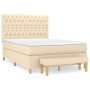 Cama box spring con colchón tela color crema 140x200 cm de , Camas y somieres - Ref: Foro24-3137402, Precio: 619,71 €, Descue...