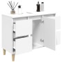 Armario para lavabo madera contrachapada blanco 80x33x60 cm de , Tocadores de baño - Ref: Foro24-821268, Precio: 91,21 €, Des...