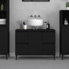 Armario para lavabo madera contrachapada negro 80x33x60 cm de , Tocadores de baño - Ref: Foro24-821277, Precio: 94,23 €, Desc...