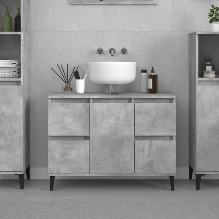 Plywood gray concrete sink cabinet 80x33x60cm by , bathroom vanities - Ref: Foro24-821280, Price: 94,13 €, Discount: %