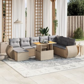 Garden sofa set 9 pieces with beige synthetic rattan cushions by , Garden sets - Ref: Foro24-3272333, Price: 678,99 €, Discou...