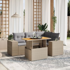 Garden sofa set with 5-piece synthetic rattan beige cushions by , Garden sets - Ref: Foro24-3272620, Price: 428,10 €, Discoun...