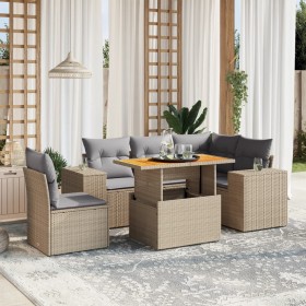 Garden sofa set with 6-piece synthetic rattan beige cushions by , Garden sets - Ref: Foro24-3272641, Price: 501,40 €, Discoun...